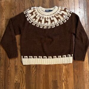 Polo by Ralph Lauren Vintage Llama and Wool Blend Hand Knitted Rare Sweater XL